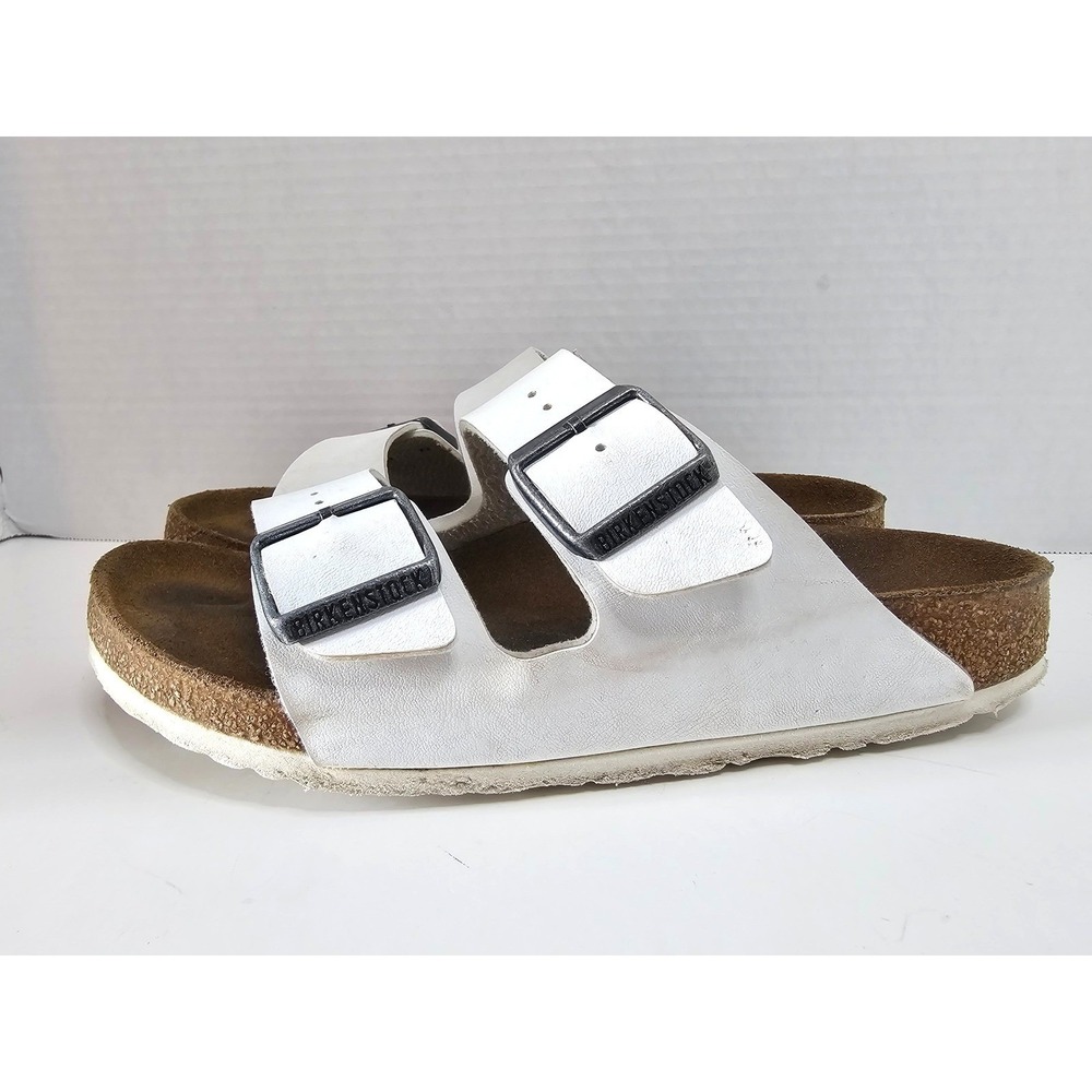 Birkenstock Arizona White Leather Two Strap Sandals Unisex EUC SZ 38 - Picture 2 of 10